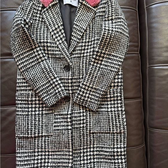 Kids Houndstooth Puffer Jacket with Pink Collar - Picture 2 of 11